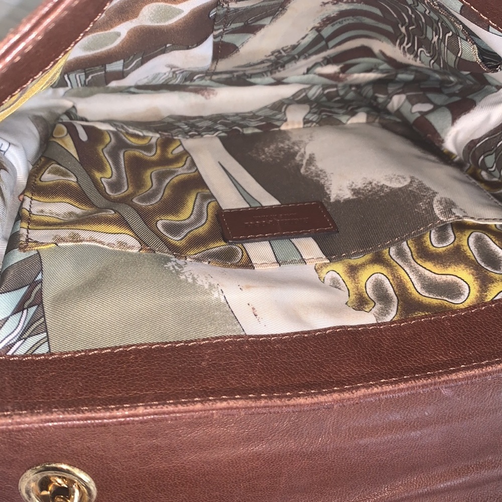 Emilio Pucci Brown Leather Shoulder Bag with Gold Chain. Vintage - Picture 5 of 16